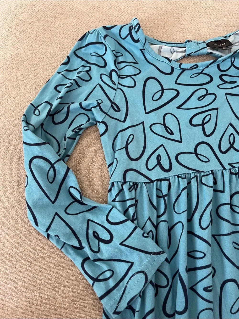 💙5 for $10💙 Girls Light Blue Heart-Print Long Sleeve Casual Dress 6